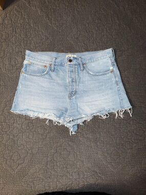 Madewell Light Blue Frayed Relaxed Denim Shorts